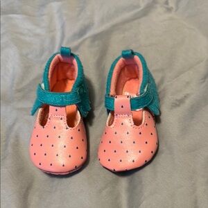 Charming Pink and Teal Baby Walker Shoes